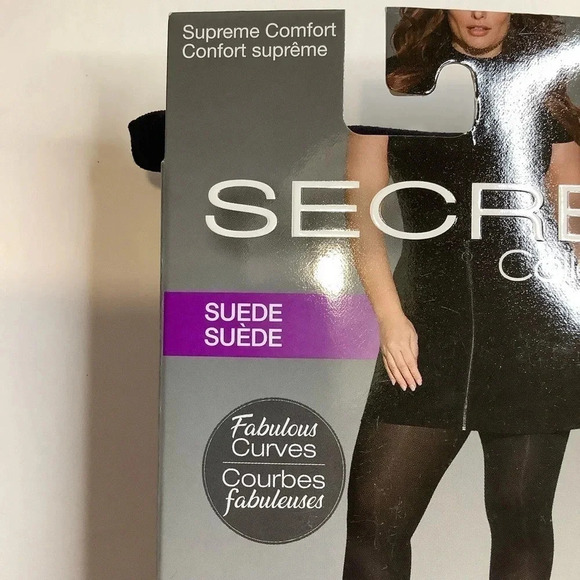 2/$30 SECRET Black Supreme Comfort Suede Opaque Tights Size 1+ - Picture 4 of 10